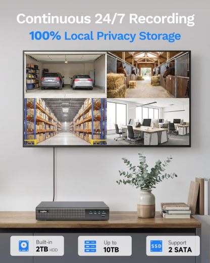 4K PoE Security Camera System, 16CH NVR Kit with 8× 8MP IP Bullet Cameras