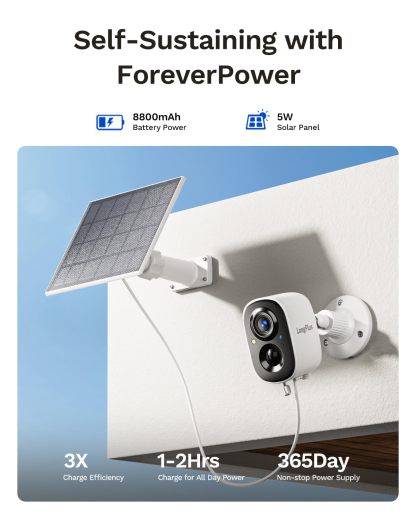 LongPlus 3K Solar Outdoor Security Camera System, No Subscription, 4-Cam