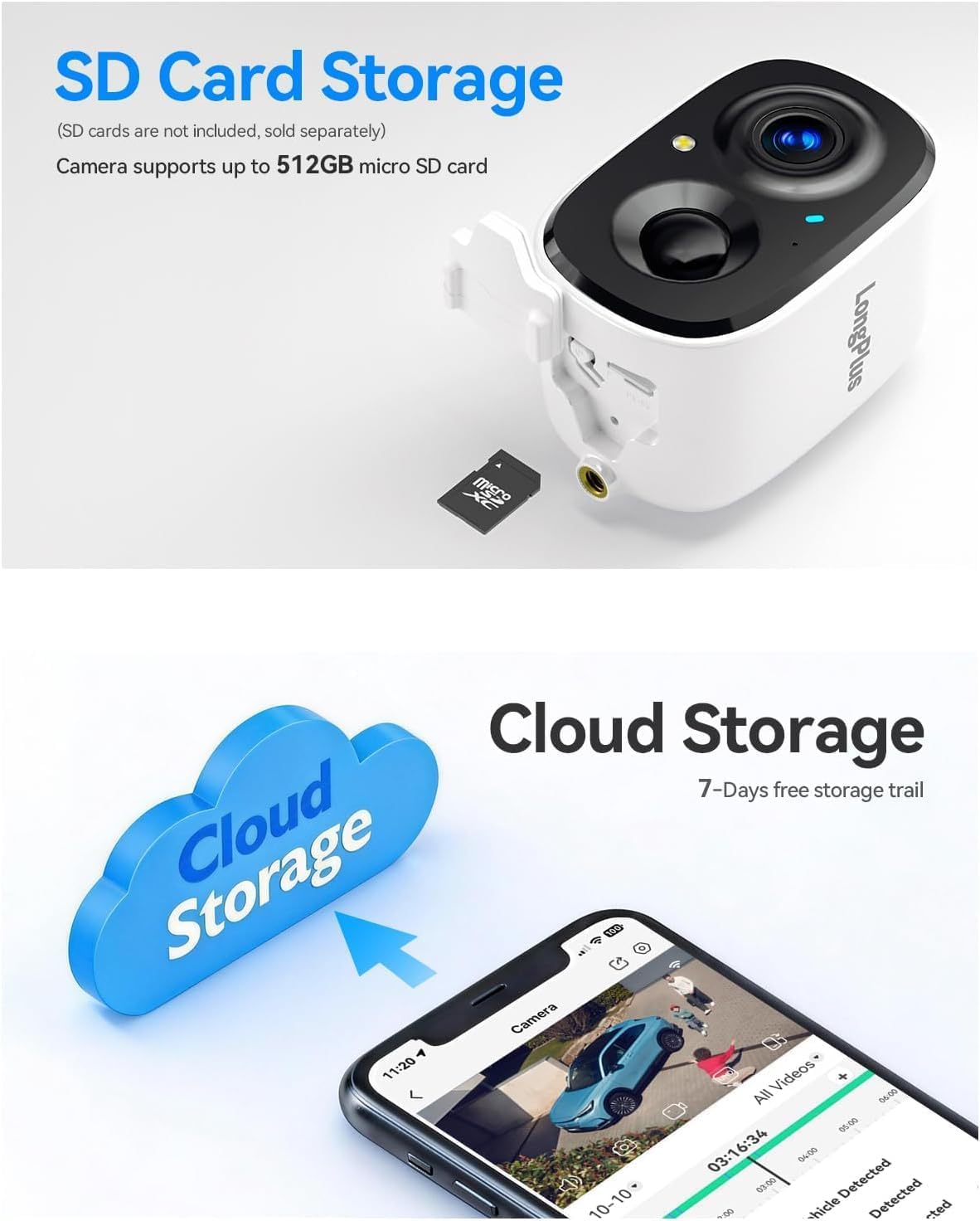 LongPlus 4K Wireless Security Camera Outdoor 24/7 Recording Security Camera