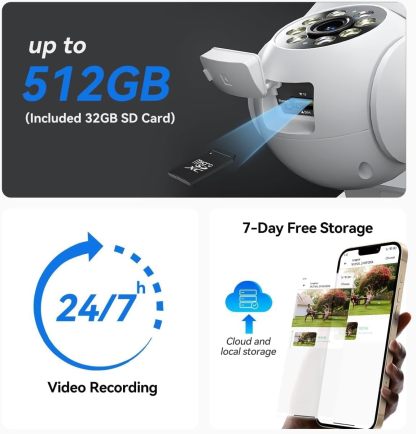 Solar Security Cameras Wireless Outdoor: 2K 4MP AOV 24/7 Continuous Recording 