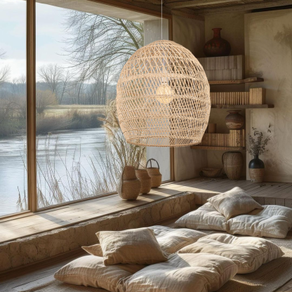 Boho style island rattan lamp decorative pendant light-labpiecesign