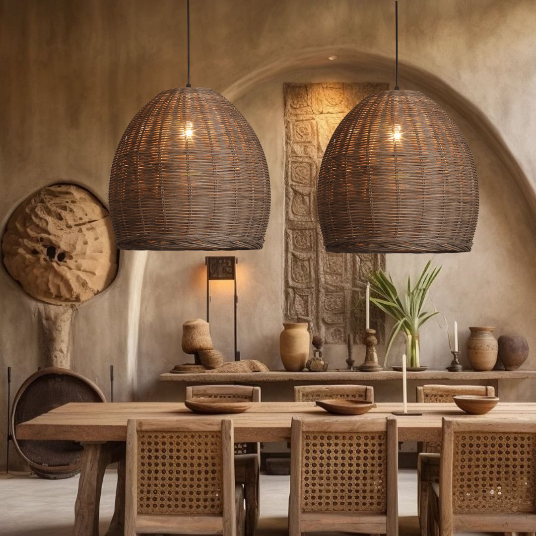 Wabi Sabi Restaurant Chandelier Simple Retro Rattan Light-labpiecesign