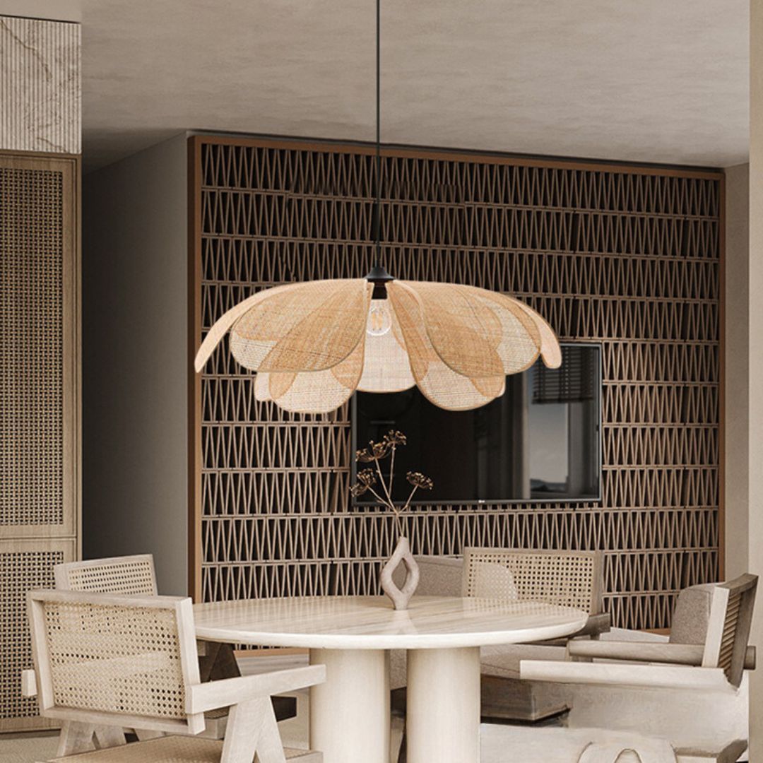 Rattan Petal Rustic Pendant Lamp Shade-labpiecesign