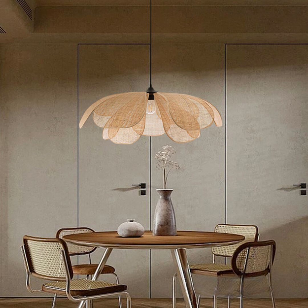 Rattan Petal Rustic Pendant Lamp Shade-labpiecesign