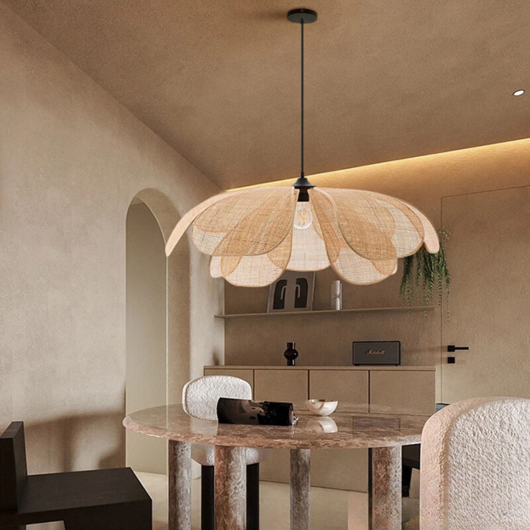 Rattan Petal Rustic Pendant Lamp Shade-labpiecesign