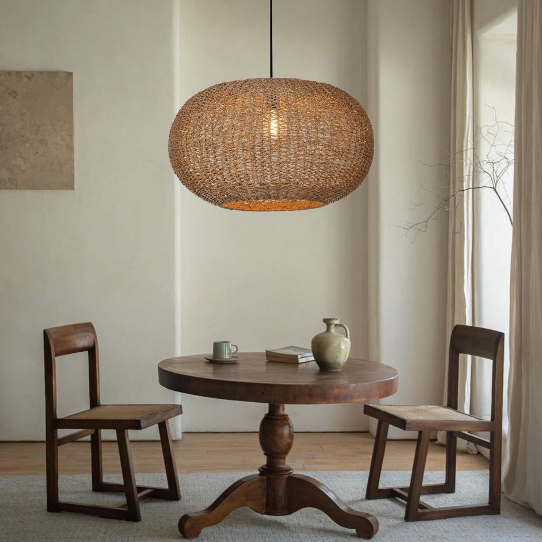 Vintage straw pendant light-labpiecesign