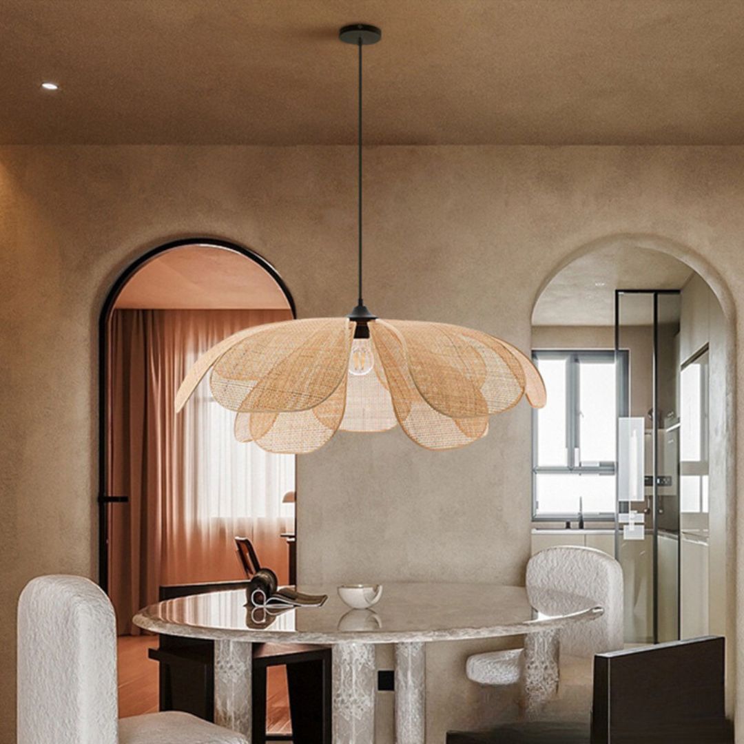 Rattan Petal Rustic Pendant Lamp Shade-labpiecesign