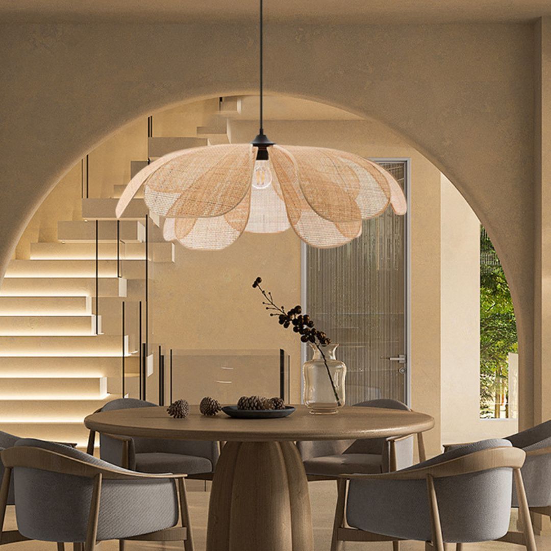 Rattan Petal Rustic Pendant Lamp Shade-labpiecesign