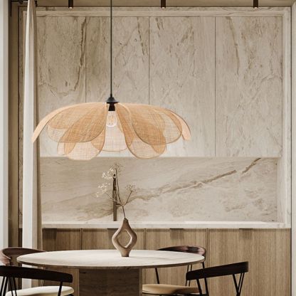 Rattan Petal Rustic Pendant Lamp Shade-labpiecesign
