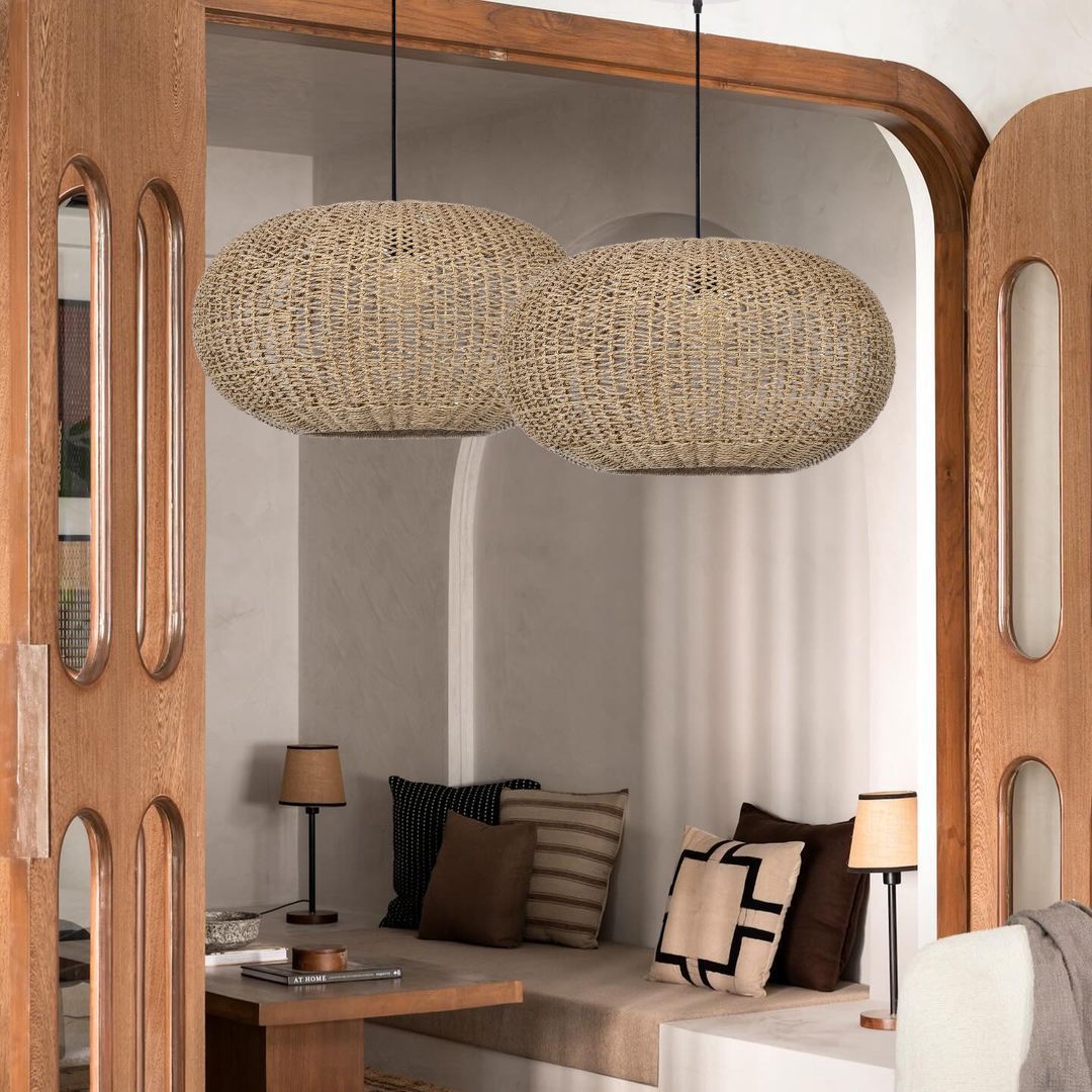 Vintage straw pendant light-labpiecesign