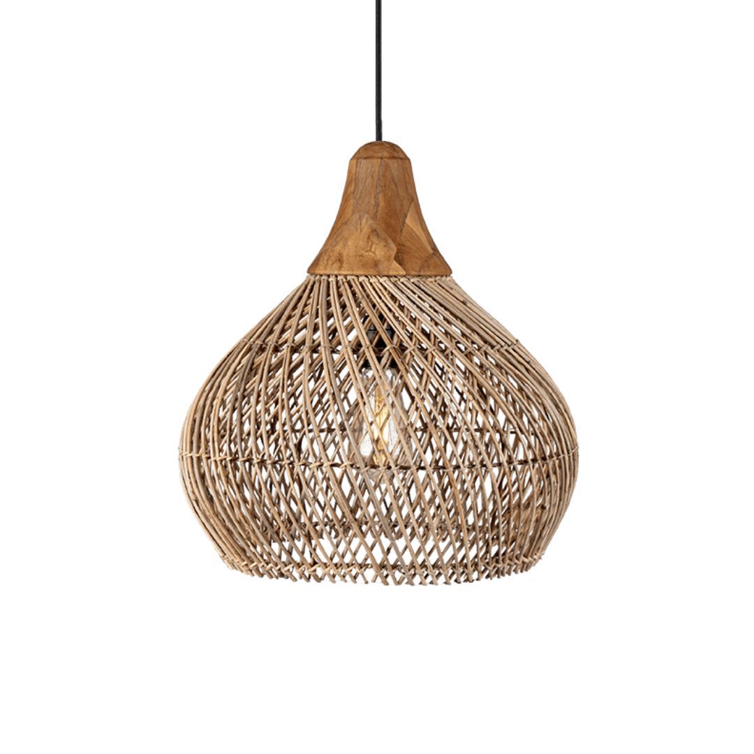 wabi sabi style rattan bell light-labpiecesign