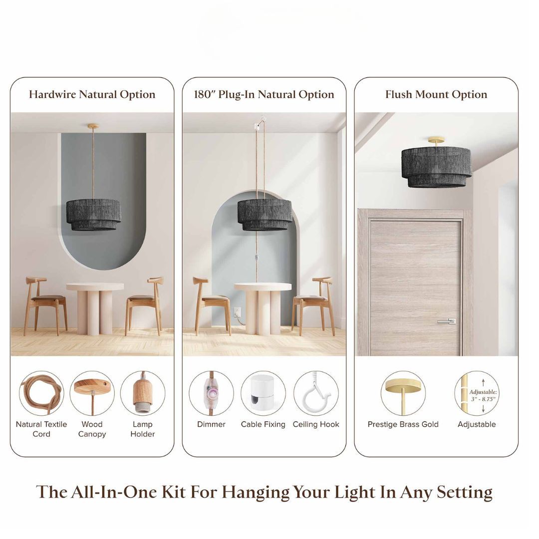 Shiloh Rattan Pendant Light - Bohemian Lampshade, Rattan Light Fixture-labpiecesign