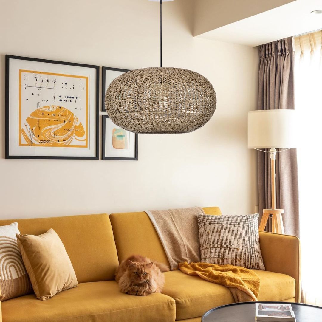 Vintage straw pendant light-labpiecesign