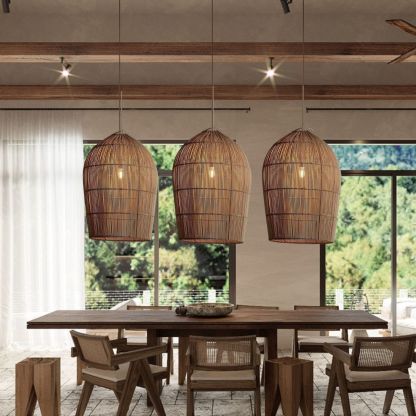 Boho Style Ceiling Pendant Light Wicker Rattan Pendant Lamp Shades