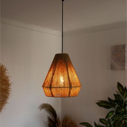 Wabi-sabi Japanese style hemp rope woven pendant light