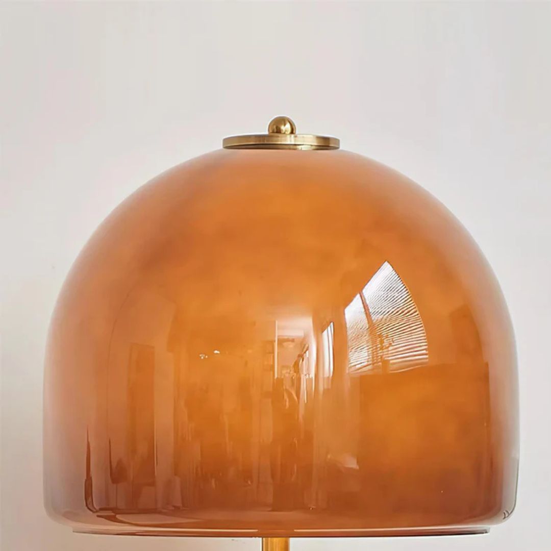  Vintage Brown Dome Glass Bedside Table Lamp -labpiecesign
