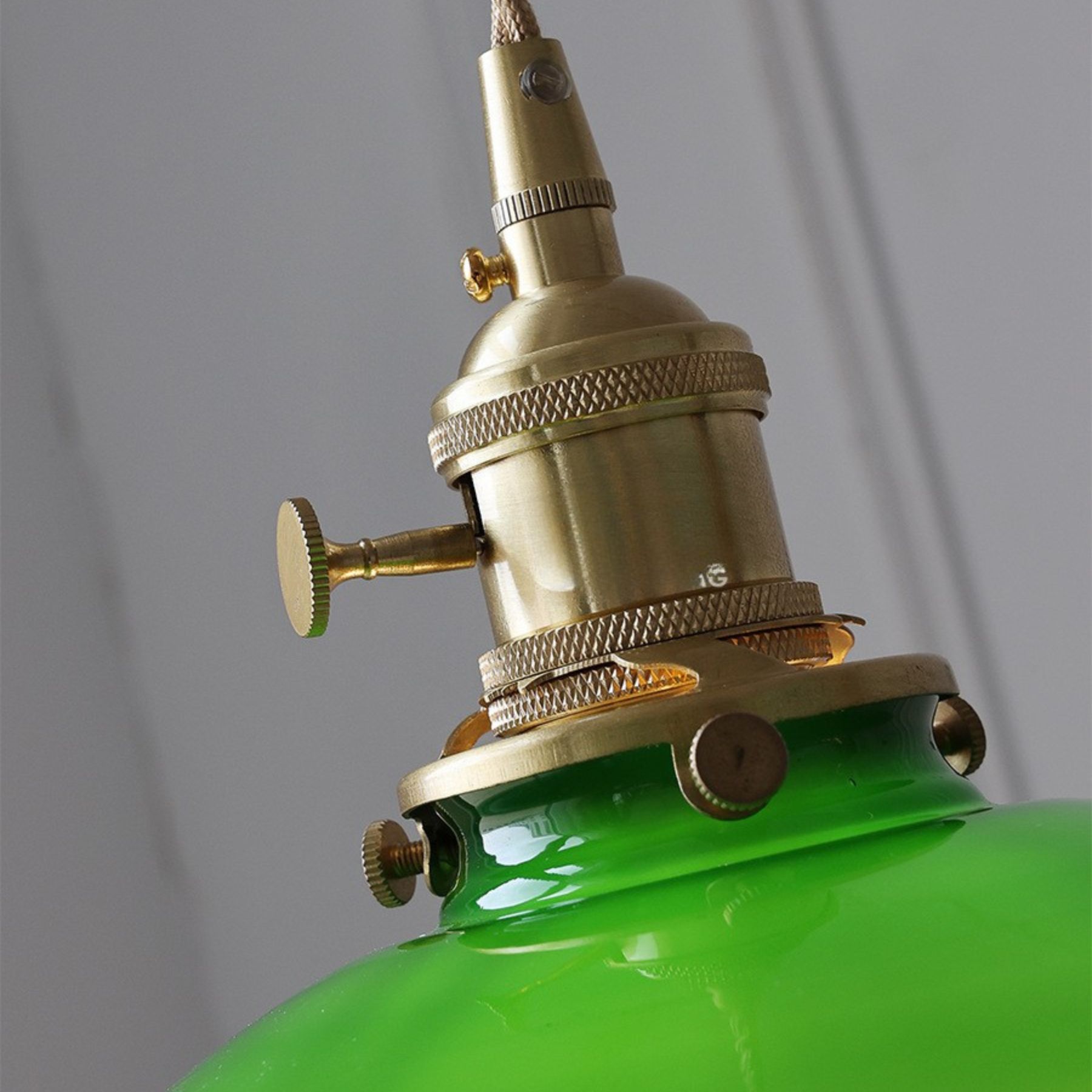 Vintage green small light brass cafe window pendant light