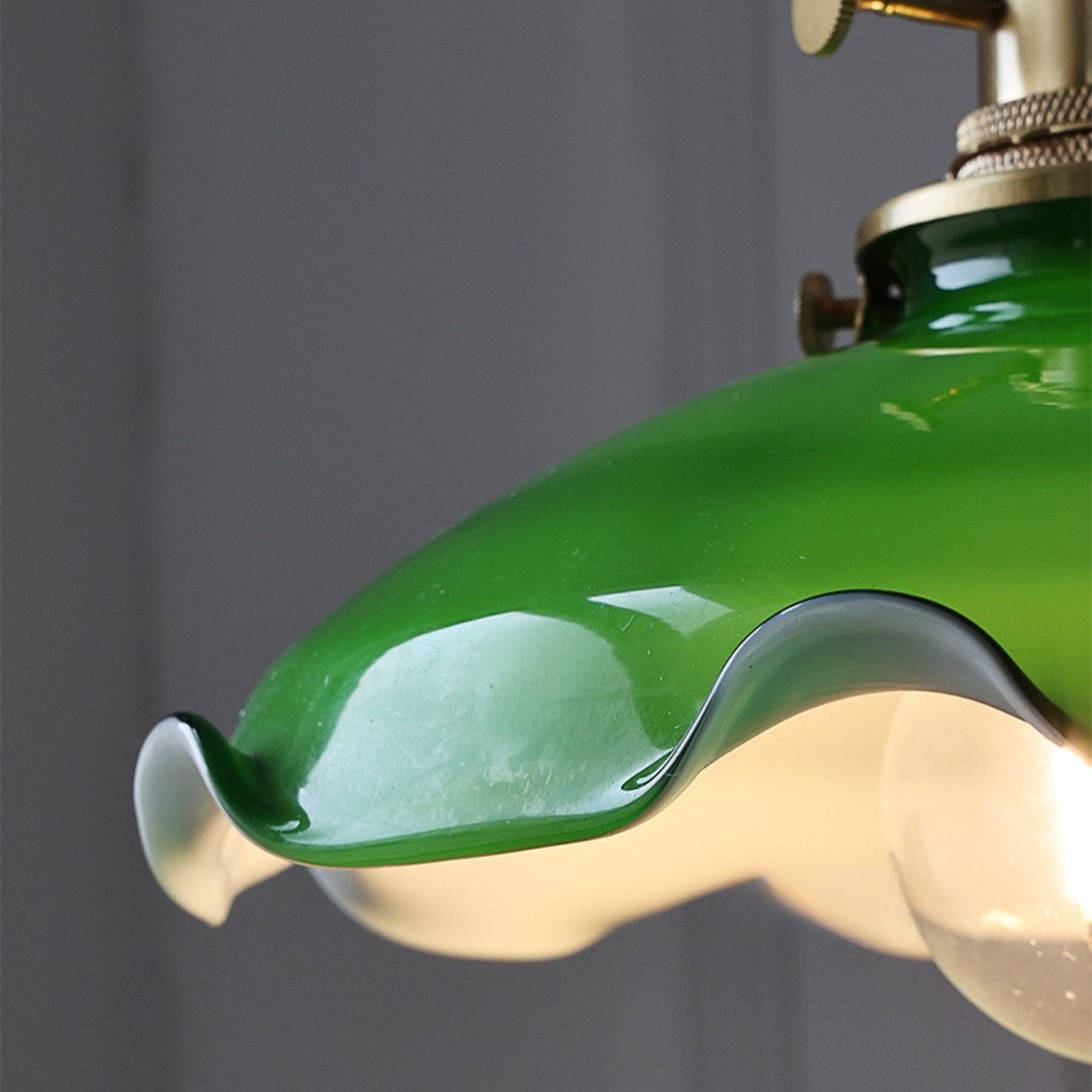 Vintage green small light brass cafe window pendant light