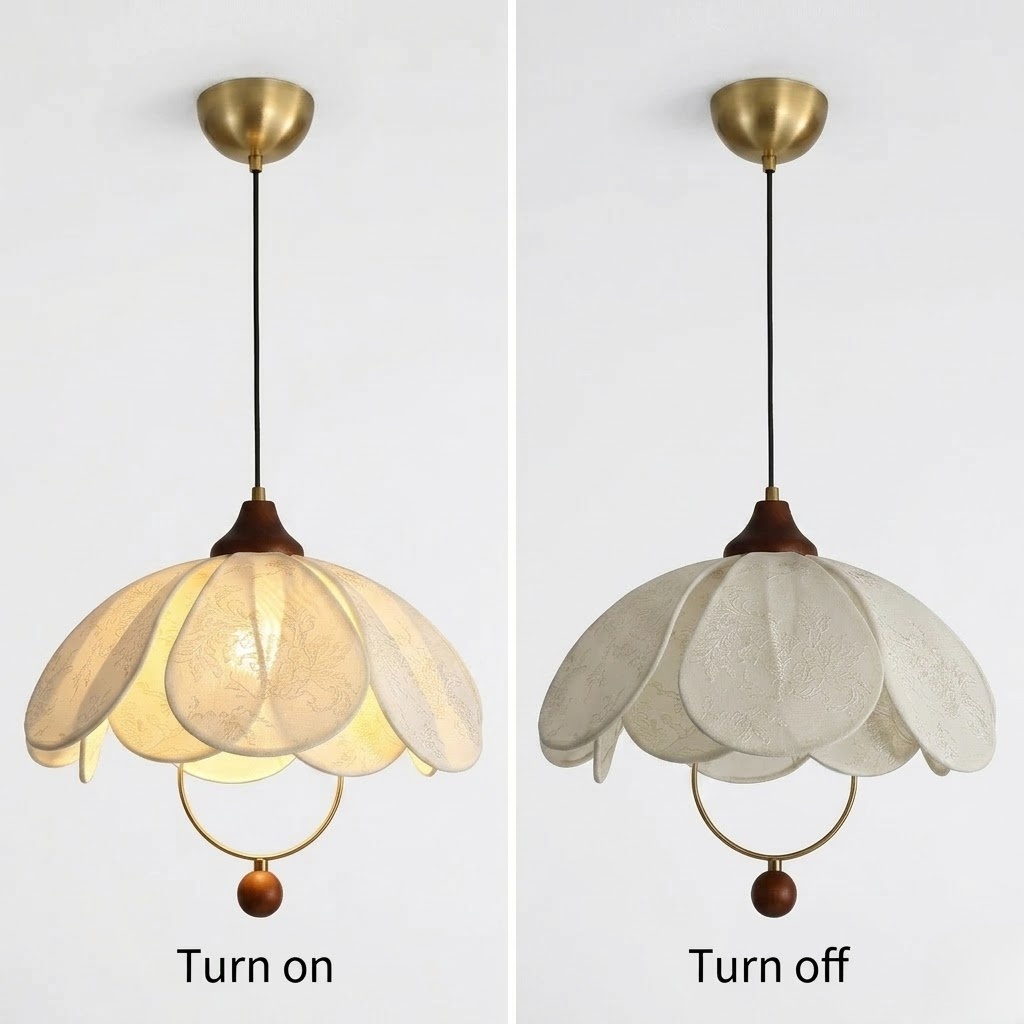 Elegant Floral Fabric Pendant Light for Dining Room