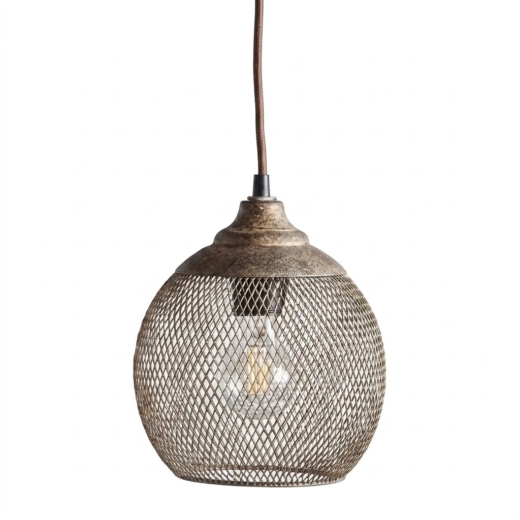Rustic Woven Metal Pendant Light for Dining Room
