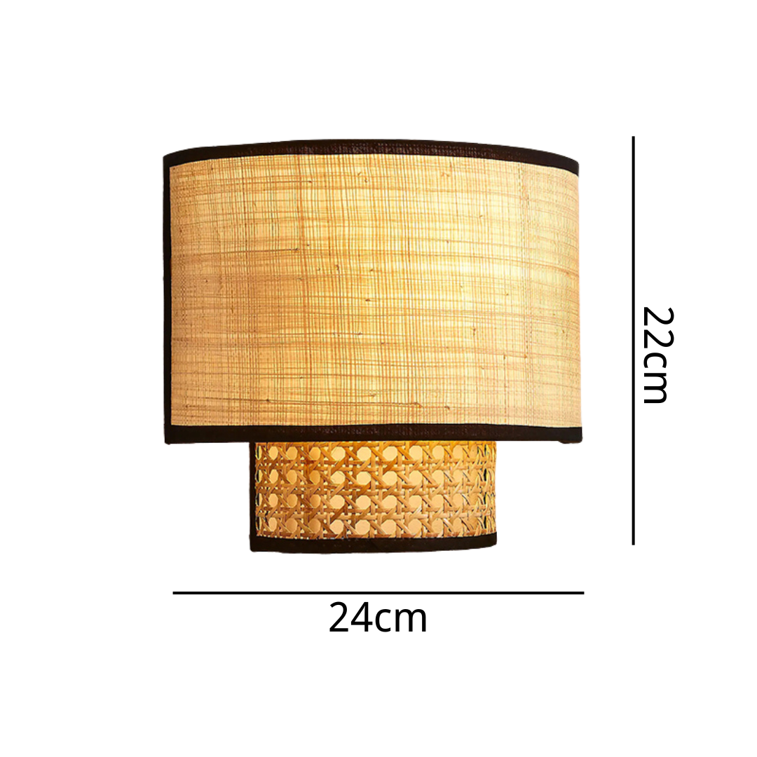 Rattan hand-woven bedroom bedside wall lamp