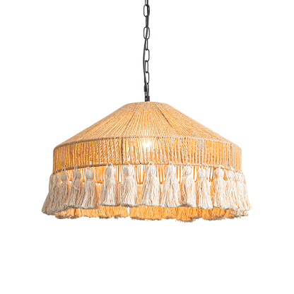 Boho rope-wrapped tasseled chandelier-labpiecesign