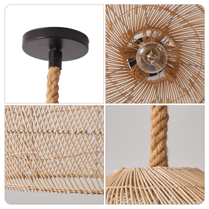 Handmade Rattan Lamp BELL Wicker Lamp Boho Style Lampshade Pendant Lamp