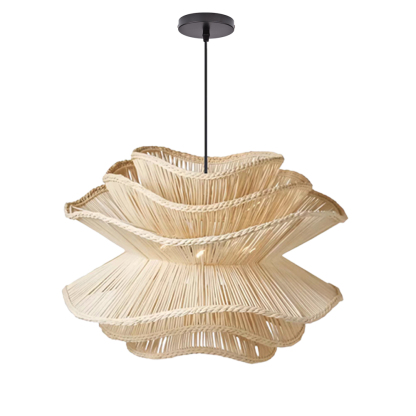Vietnam Flower Rattan Pendant Light, Wicker Lampshade Chandelier, Bamboo Light Fixture Kitchen Dining Living Room, Woven Lantern Vintage