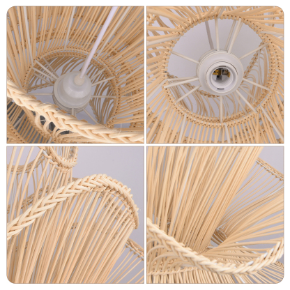 Vietnam Flower Rattan Pendant Light, Wicker Lampshade Chandelier, Bamboo Light Fixture Kitchen Dining Living Room, Woven Lantern Vintage