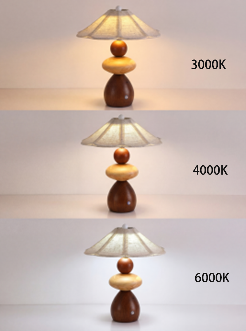 Modern Beige Wood Table Lamp for Bedroom