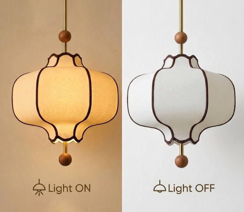 Vintage Fabric Lantern Pendant Light for Dining Room