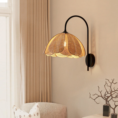 Wabi-sabi style Japanese restaurant rattan wall lamp-labpiecesign
