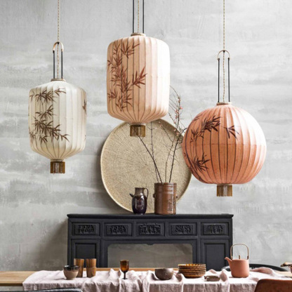 Bamboo Pattern Fabric Chinese Style Pendant Light-labpiecesign