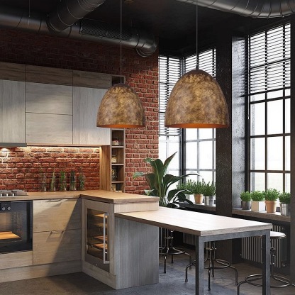 Industrial Style Brown Distressed Retro Metal Pendant Light-labpiecesign