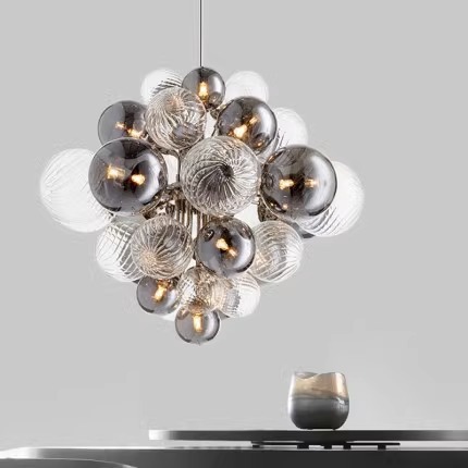 Nordic Luxury Glass Bubble Chandelier Simple High-end Copper Metal Pendant Light-labpiecesign
