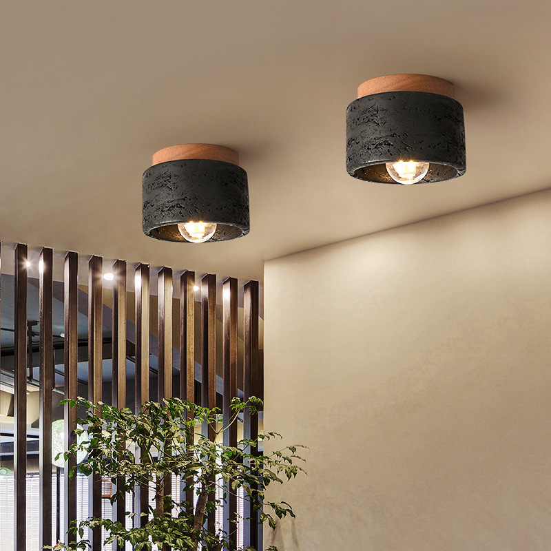 Black hole stone wabi-sabi wind surface-mounted balcony aisle ceiling 