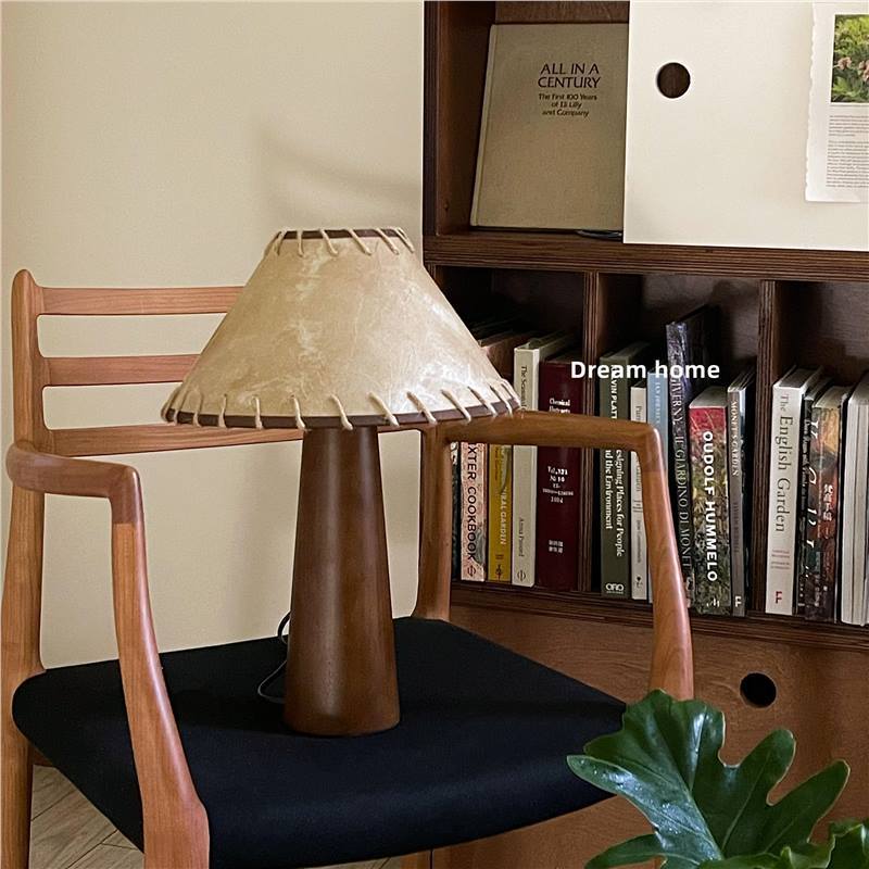 Japanese Retro Solid Wood Wabi Sabi Style Personalized Parchment Lamp