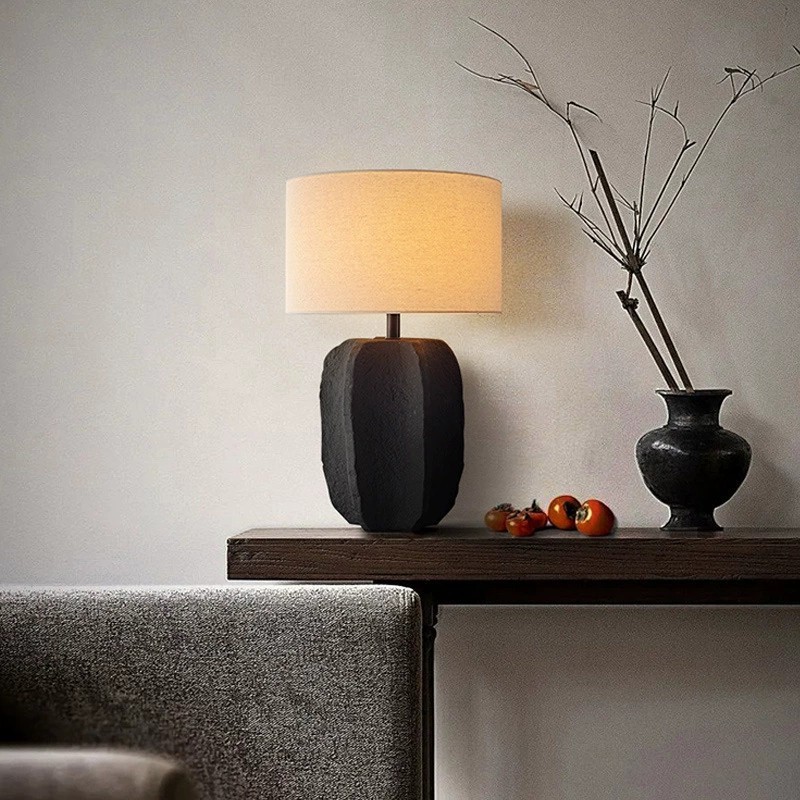 wabi-sabi style table lamp ceramic retro black table lamp-labpiecesign