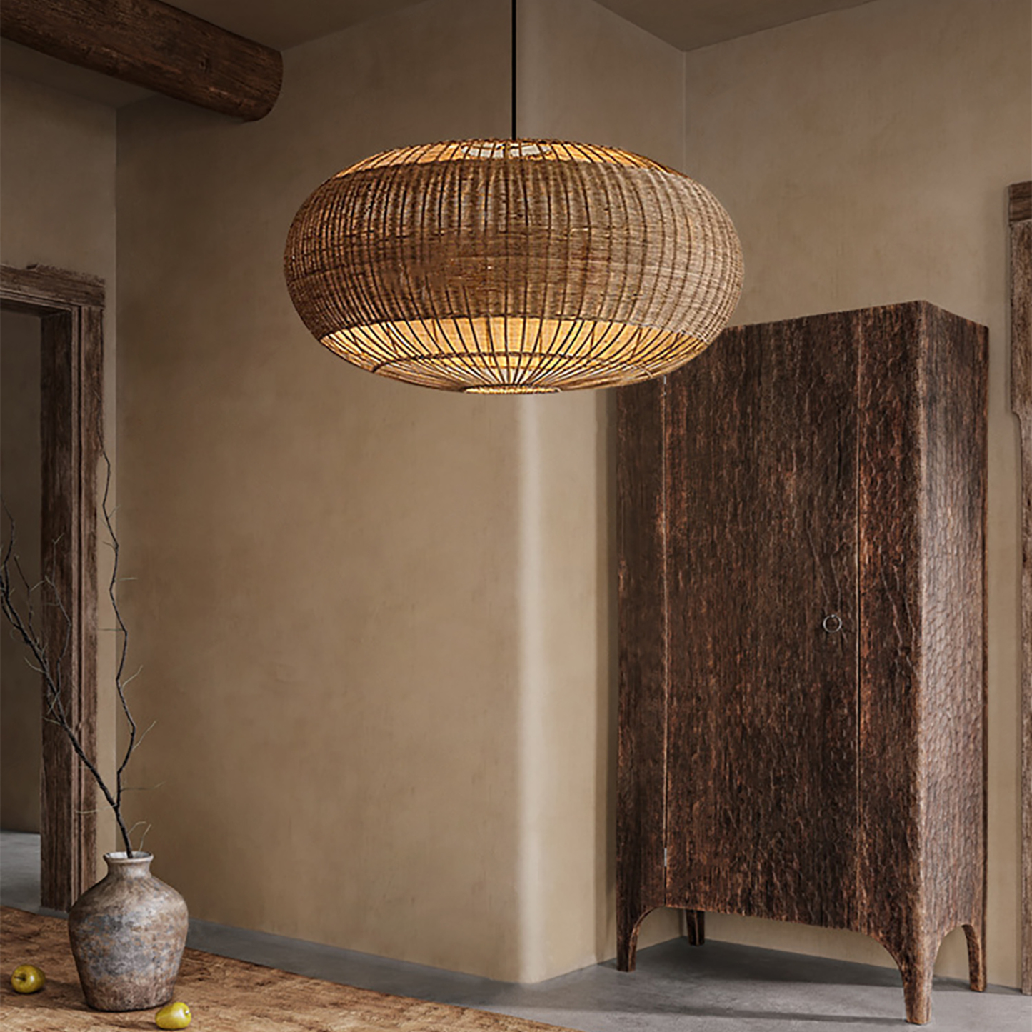 Rattan chandelier retro Japanese style wabi-sabi style bamboo pendant light-labpiecesign