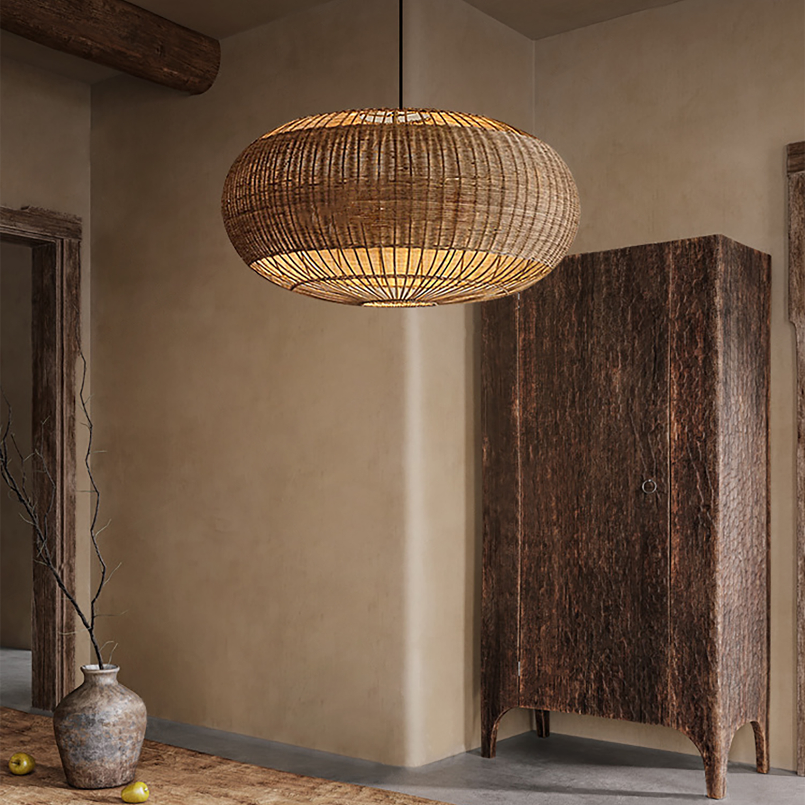 Rattan chandelier retro Japanese style wabi-sabi style bamboo pendant light-labpiecesign