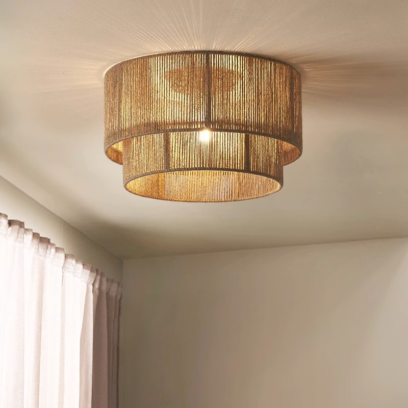 Japanese retro retro hemp rope double-layer ceiling lamp