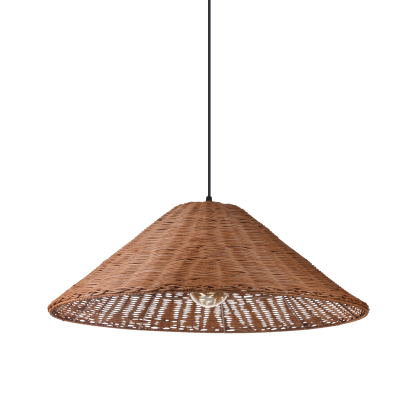 Retro Woven Rattan Cone Umbrella Rattan Pendant Light-labpiecesign