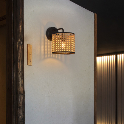 Japanese-style wall lamp bohemia style rattan wall lamp-labpiecesign