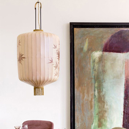 Bamboo Pattern Fabric Chinese Style Pendant Light-labpiecesign