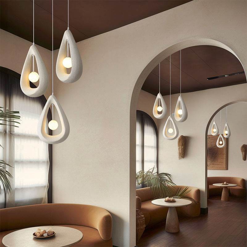 Wabi-sabi style living room simple dining room Teardrop-shaped pendant light
