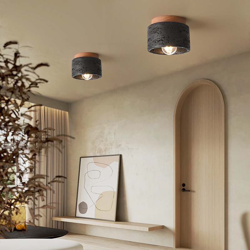 Black hole stone ceiling light wabi-sabi ceiling lamp for balcony aisle -labpiecesign