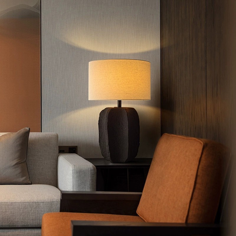 wabi-sabi style table lamp ceramic retro black table lamp-labpiecesign