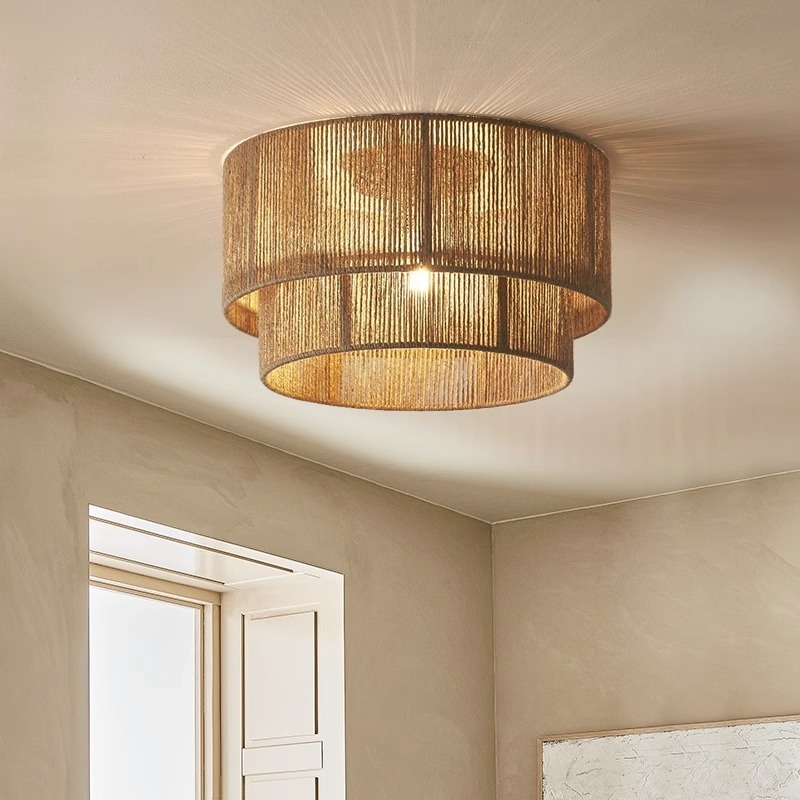Japanese retro retro hemp rope double-layer ceiling lamp-labpiecesign