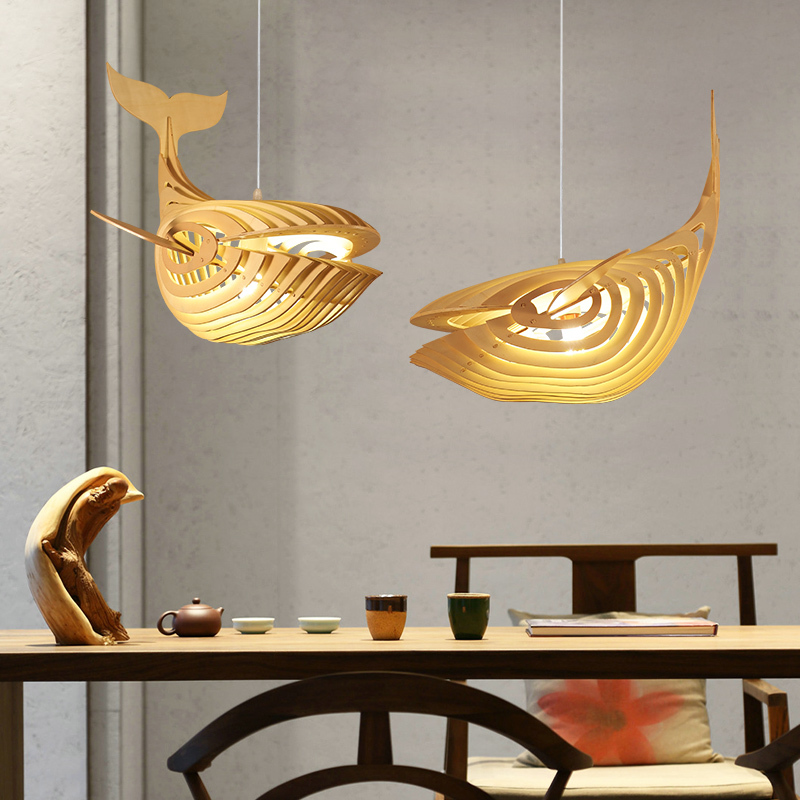 Solid Wood Whale Lamp Shade