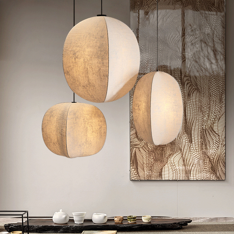 Japanese Style Wabi-sabi Style Pendant Light Fabric Pendant Lamp